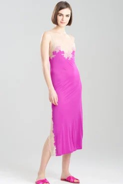 Natori Gowns-Enchant Lace Slit Gown