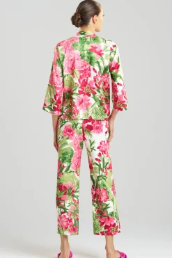 Natori Pajama Sets-Enchanted Peony Satin Button Down PJ