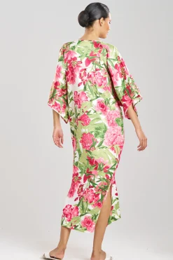 Natori Caftans|Plus Sizes-Enchanted Peony Satin Caftan