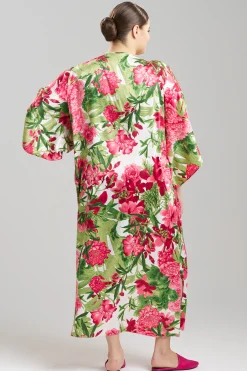Natori Caftans|Plus Sizes-Enchanted Peony Satin Caftan