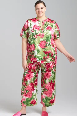 Natori Plus Sizes|Pajama Sets-Enchanted Peony Satin PJ