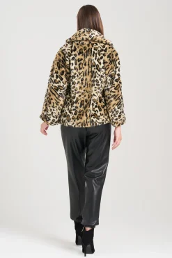 Natori Jackets & Outerwear-Faux Leopard Fur Shawl Coat
