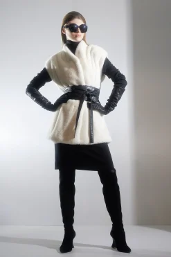 Natori Jackets & Outerwear-Faux Mink Vest