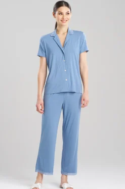 Natori Pajama Sets-Feathers Essentials Lenzing™ Ecovero™ Viscose Lace Applique Trim PJ