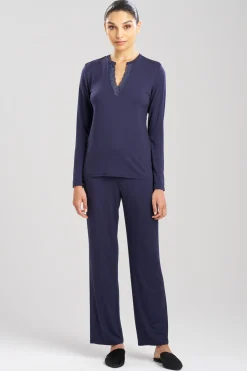 Natori Plus Sizes|Pajama Sets-Feathers Essentials Lenzing™ Ecovero™ Viscose Lace Applique PJ