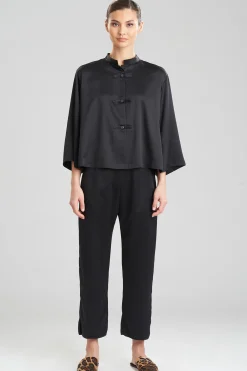Natori Pajama Sets-Feathers Satin Essentials Mandarin PJ