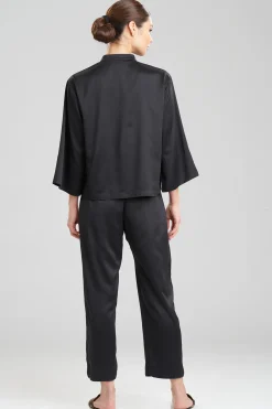 Natori Pajama Sets-Feathers Satin Essentials Mandarin PJ