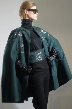 Natori Jackets & Outerwear-Felt Embroidered Cape