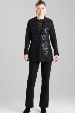 Natori Jackets & Outerwear-Felt Embroidered Collarless Jacket