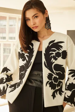 Natori Jackets & Outerwear-Felt Embroidered Crop Jacket