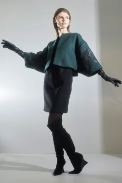 Natori Jackets & Outerwear-Felt Embroidered Cropped Jacket