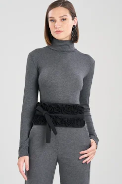 Natori Belts-Felt Embroidered Floral Obi Belt