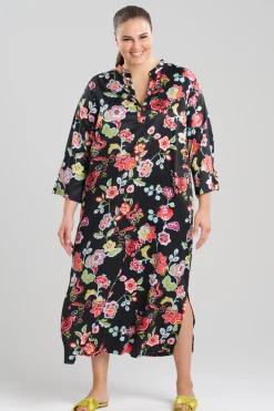 Natori Caftans|Plus Sizes-Fleur Dragon Caftan