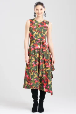 Natori Dresses-Floral Asymmetrical Boat Neck Dress
