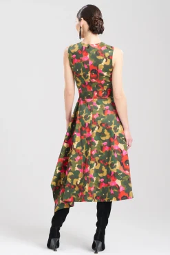Natori Dresses-Floral Asymmetrical Boat Neck Dress