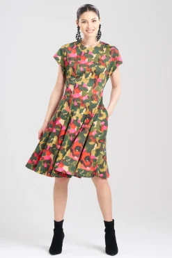 Natori Dresses-Floral Fit & Flare Pleated Dress