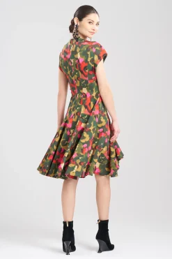 Natori Dresses-Floral Fit & Flare Pleated Dress