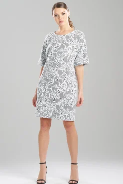 Natori Dresses-Floral Jacquard T-Shirt Dress