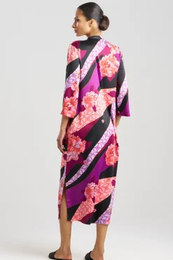 Natori Caftans|Caftan Dresses-Floral Tapestry Satin Caftan