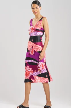 Natori Gowns-Floral Tapestry Satin Gown