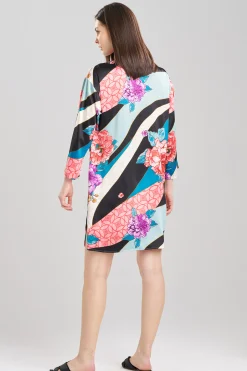 Natori Sleepshirts-Floral Tapestry Satin Sleepshirt