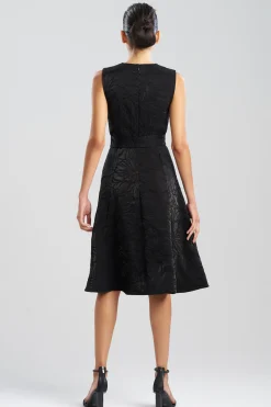 Natori Dresses-Fluid Floral Jacquard Fit & Flare Dress