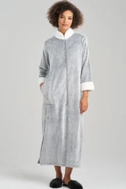 Natori Loungers-Frosted Cashmere Mandarin Zip Lounger