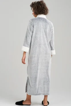 Natori Loungers-Frosted Cashmere Mandarin Zip Lounger