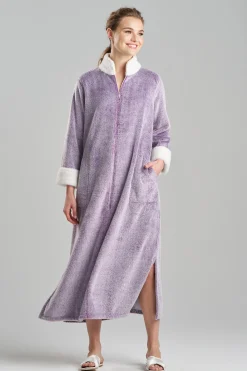 Natori Loungers-Frosted Cashmere Mandarin Zip Lounger