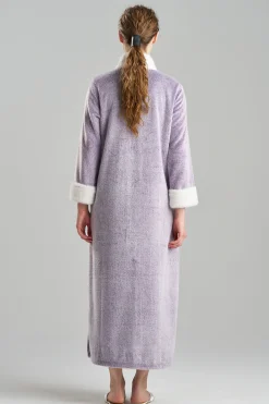 Natori Loungers-Frosted Cashmere Mandarin Zip Lounger