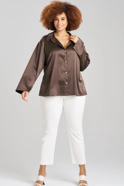 Natori Pajama Tops-Glamour Button Down Top