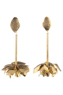 Natori Earrings-Plated Brass Floral Drop Earrings