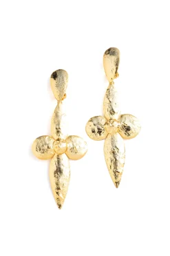 Natori Earrings-Plated Brass Large Teardrop Floral Earrings