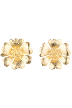 Natori Earrings-Gold Plated Brass Peony Clip Earrings