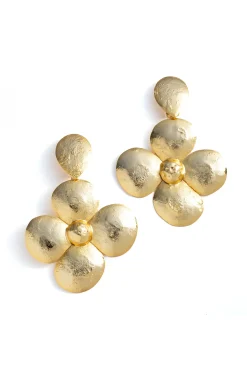 Natori Earrings-Plated Brass Teardrop Floral Earrings
