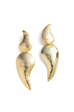 Natori Earrings-Plated Brass Two Teardrop Earrings