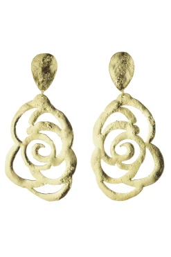 Natori Earrings-Plated Floral Scroll Drop Earrings