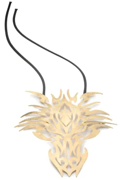 Natori Necklaces-Hammered Brass Dragon Head Necklace