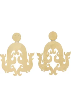Natori Earrings-Hammered Brass Swirl Clip Earrings