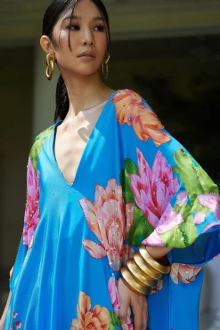 Natori Caftan Dresses-Hanabi Beaded Silk Caftan