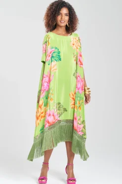 Natori Caftan Dresses-Hanabi Fringe Silk Caftan