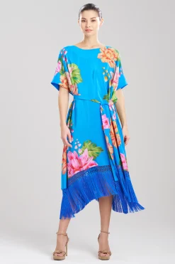 Natori Caftan Dresses-Hanabi Fringe Silk Caftan