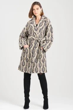 Natori Jackets & Outerwear-Hexagon Jacquard Belted Coat