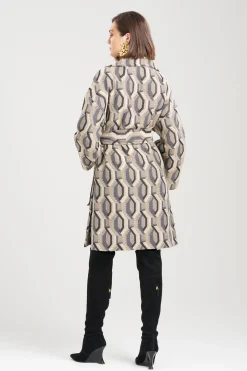 Natori Jackets & Outerwear-Hexagon Jacquard Belted Coat