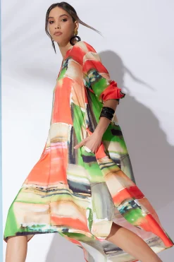 Natori Dresses-Hikaru Cotton Silk Oversized Half Placket Shirtdress