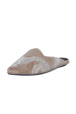 Natori Slides-Image Suede Dragon Embroidery Slide