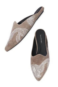 Natori Slides-Image Suede Dragon Embroidery Slide