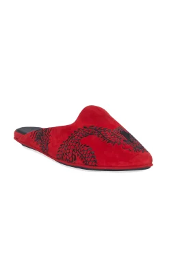 Natori Slides-Image Suede Dragon Embroidery Slide