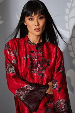 Natori Pajama Sets-Imperial Dragon Jacquard Mandarin PJ