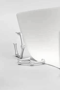 Natori Earrings|Indochine-Indochine 14k Bamboo Hexagon Diamond Center Hoop Earrings